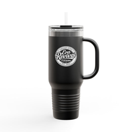 40oz Insulated Travel Mug — Retro 'Bro Revival' Logo Stainless Tumbler with Handle