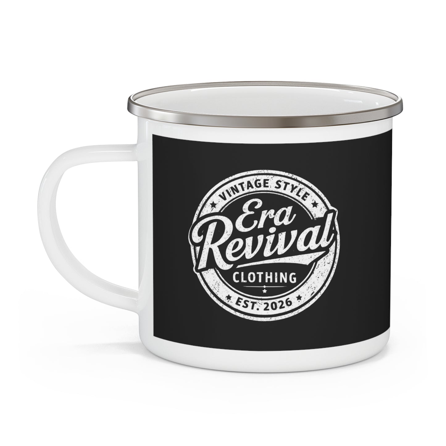 Enamel Camping Mug – Black American Flag Outdoor Coffee Cup