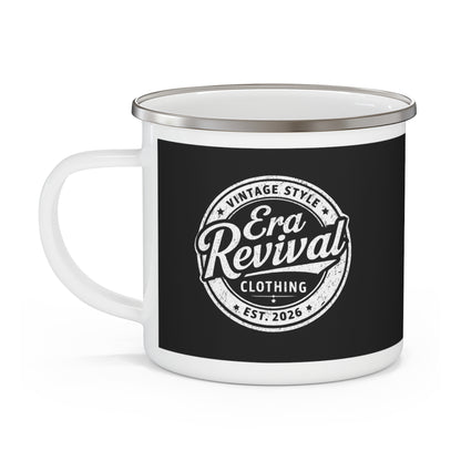 Enamel Camping Mug – Black American Flag Outdoor Coffee Cup