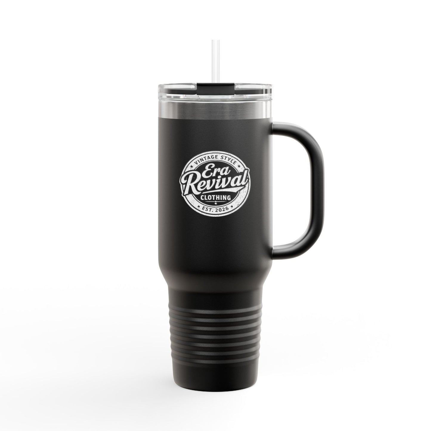 40oz Insulated Travel Mug — Retro 'Bro Revival' Logo Stainless Tumbler with Handle