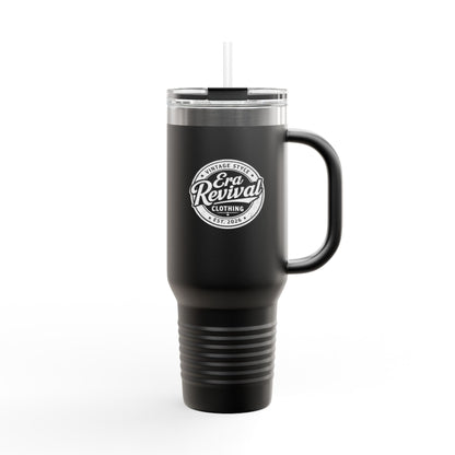 40oz Insulated Travel Mug — Retro 'Bro Revival' Logo Stainless Tumbler with Handle