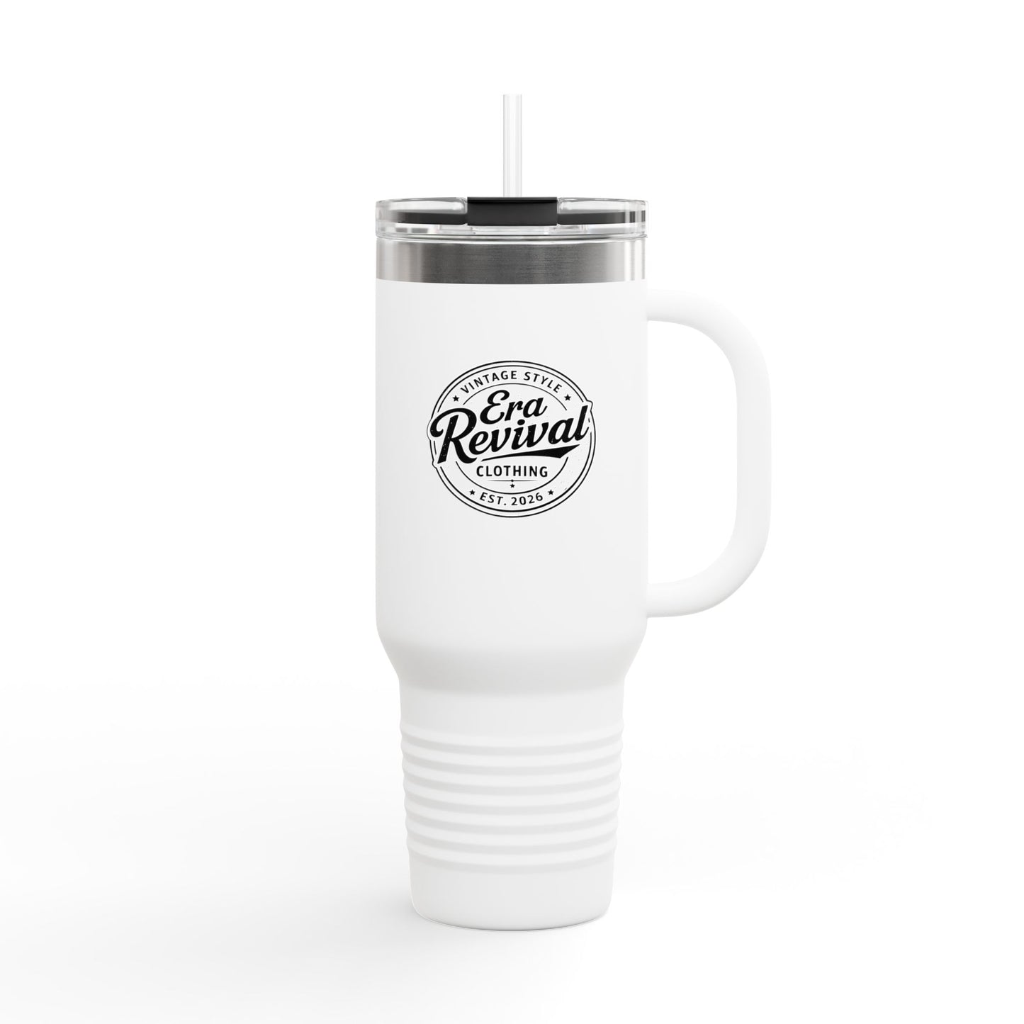 40oz Insulated Travel Mug — Retro 'Bro Revival' Logo Stainless Tumbler with Handle