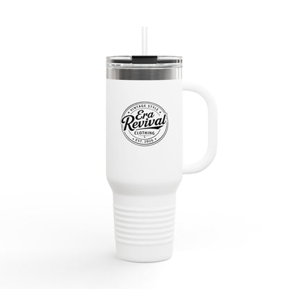 40oz Insulated Travel Mug — Retro 'Bro Revival' Logo Stainless Tumbler with Handle