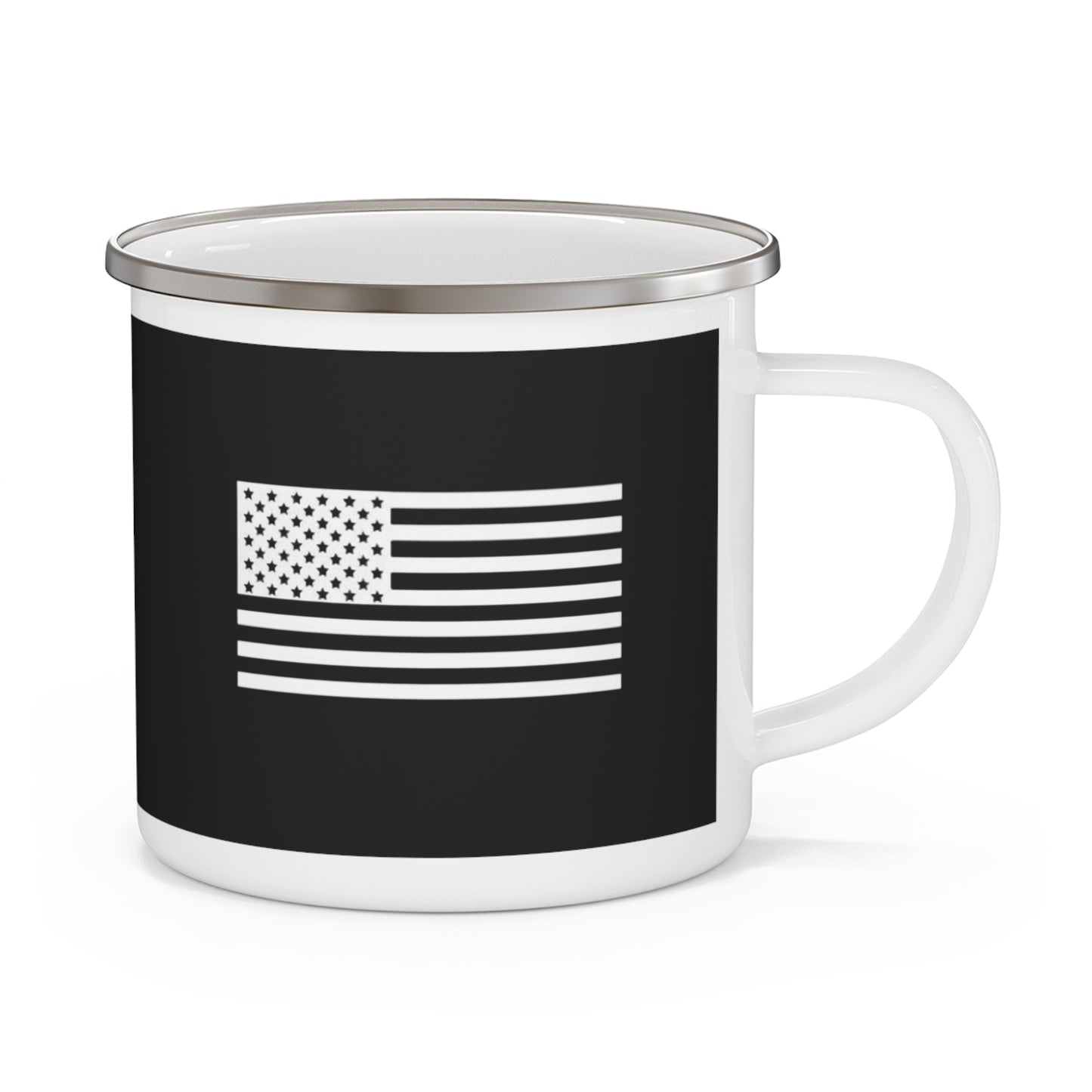 Enamel Camping Mug – Black American Flag Outdoor Coffee Cup