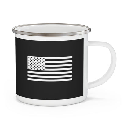 Enamel Camping Mug – Black American Flag Outdoor Coffee Cup