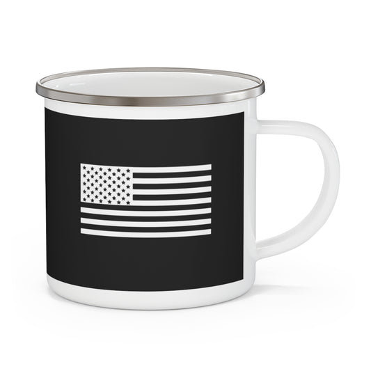 Enamel Camping Mug – Black American Flag Outdoor Coffee Cup